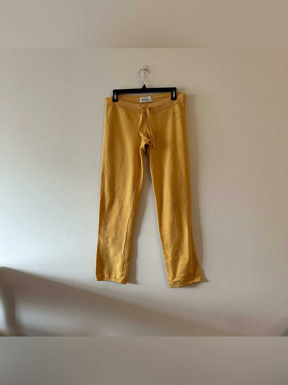 Vintage Y2K Ultra Low Rise Abercrombie & Fitch Yellow Sweatpants Logo XS? Lounge